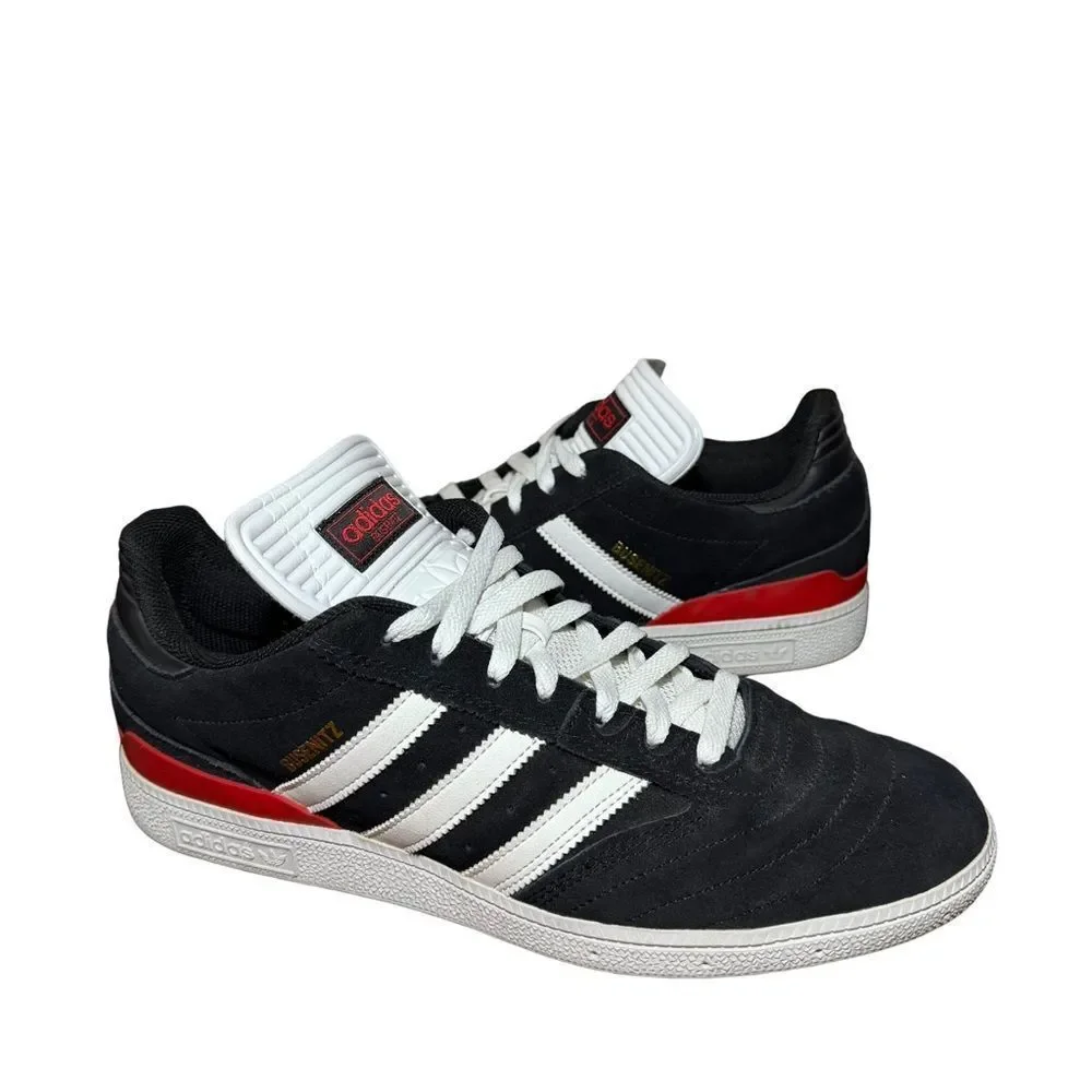 Adidas Black Busenitz and White Sneakers with Red Accents size 11.5